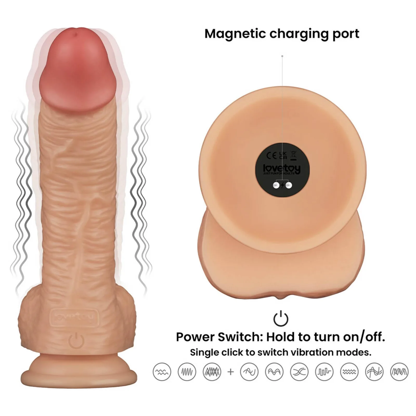 Lovetoy Power Basics Cock 8.5 Inch Realistic Vibrator with 10 Modes