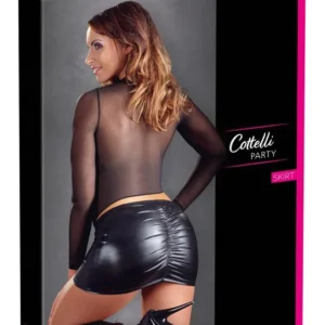 Cottelli PARTY Black Wetlook Mini Skirt, Size M