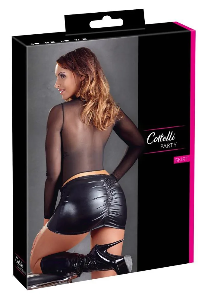 Cottelli PARTY Black Wetlook Mini Skirt, Size M