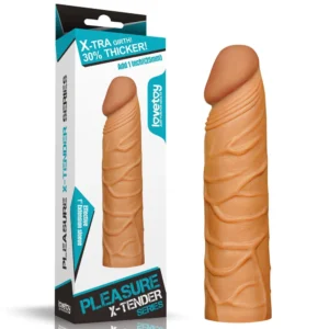 Lovetoy Add 1" Pleasure X Tender Penis Sleeve Brown