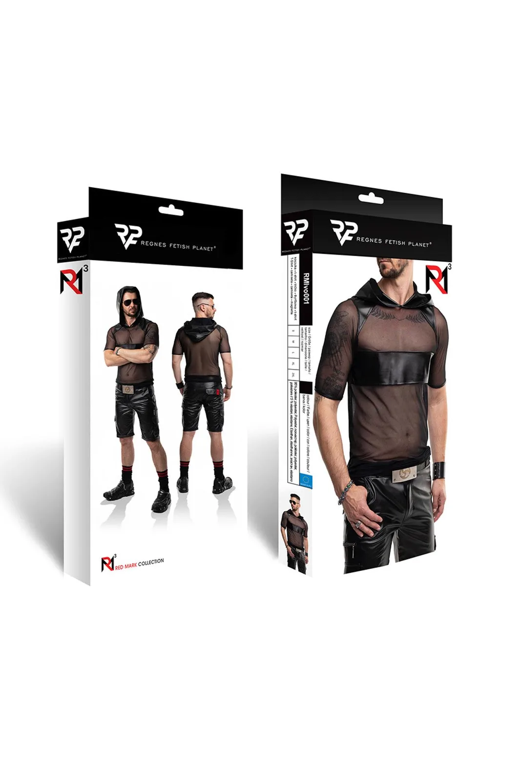 Regnes Fetish Planet RMIvo001 Men's Mesh T-Shirt with Wetlook Details, Size M