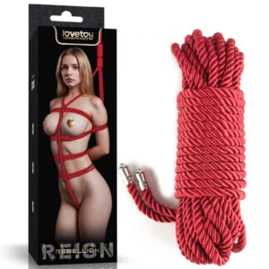 Rebellion Reign Crimson Silky Bondage Rope 10m by Lovetoy