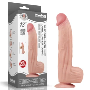 Lovetoy 12'' King Sized Sliding Skin Dual Layer Dong with Suction Cup
