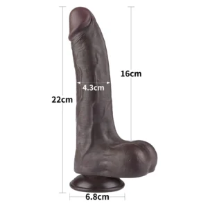 Lovetoy 8.5" Sliding Skin Dual Layer Dong Black