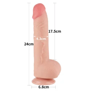 Lovetoy 9.5'' Sliding Skin Dual Layer Dong Flesh