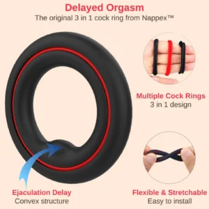 Nappex™ Fuego – Set of 3 Medical Silicone Cock Rings (30, 38, 43 mm)