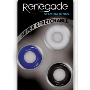 NS Novelties Renegade Stamina Rings – Set of 3 TPE Cock Rings in Multicolor (3.0/3.3/3.6 cm)