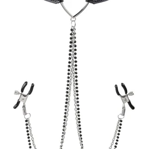 Sportsheets SM Amor — Collar with Decorative Heart and Nipple Clamps