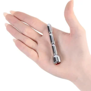 Metal by TOYFA Silver Urethral Plug with Red Gem