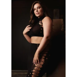 Le Désir Kala XXXVII Plus Size Two-Piece Set with Turtleneck Crop Top and Skirt