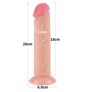 Lovetoy 8'' Sliding Skin Dual Layer Dong Realistic TPE Dildo