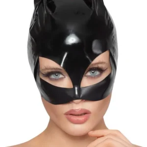 Black Level Vinyl Cat Mask S–L — black cat mask with patent finish