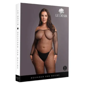 Le Désir Off-Shoulder Fishnet Bodystocking with Open Crotch (XL-4XL)