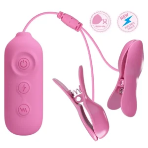 Pretty Love Nipple Clamp with Vibration and Electric Stimulation, 7 Vibration Functions and 3 Shock Modes