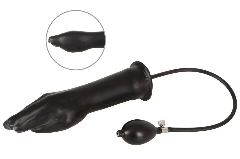 Late X Inflatable Black Latex Hand Dildo