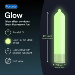 Pasante Glow Fluorescent Condoms, 3 Pack