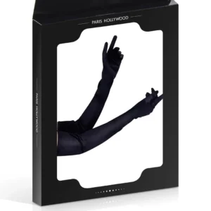 Paris Hollywood Long Black Satin Gloves
