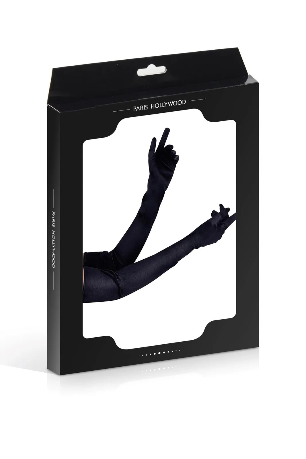 Paris Hollywood Long Black Satin Gloves