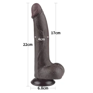 Lovetoy 8.5'' Sliding Skin Dual Layer Dong Black