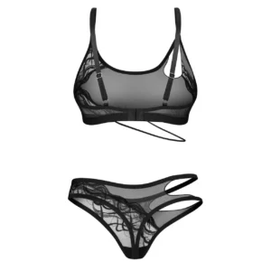 Obsessive Saturis 2-Piece Lingerie Set, Black, L/XL