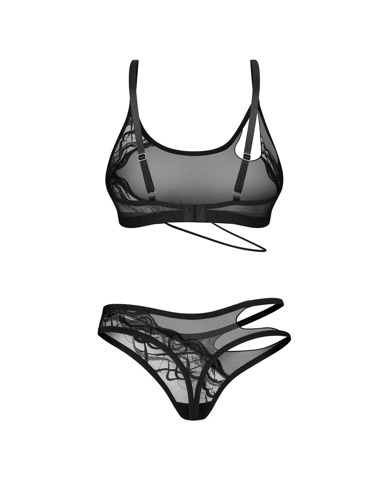 Obsessive Saturis 2-Piece Lingerie Set, Black, L/XL