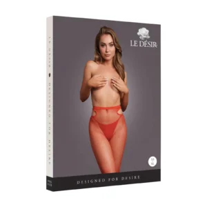 Le Désir Shimmering Cut-Out Tights in Red with Gold Glitter