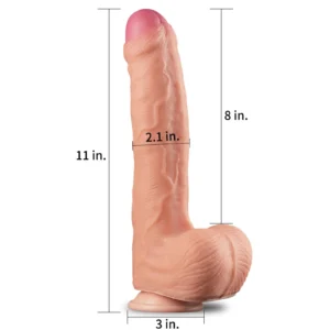 Lovetoy 11" Dual-Layer Platinum Silicone Dildo with Suction Cup