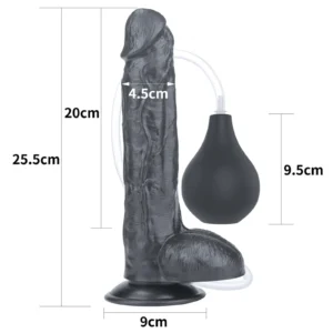 LoveToy 10'' Squirt Extreme Dildo with Suction Cup – Black