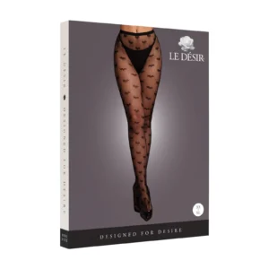 Le Désir Heart Patterned Tights – One Size, Black