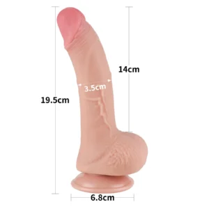 Lovetoy 7.5'' Gliding Skin Dual Layer Dong - Realistic TPE Dildo with Detachable Suction Base