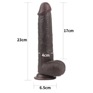 Lovetoy 9 Inch Sliding Skin Dual Layer Dong - Black