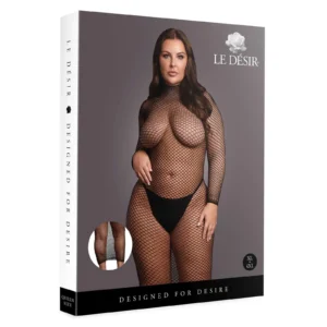 Le Désir Long Fishnet Dress with Turtleneck
