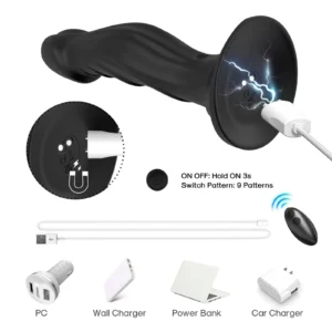 B - Series Joy Optimus Black Vibrating Dildo with Remote Control