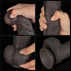 Lovetoy 14.5 Inch Dual Layered Bendable Silicone Cock XXL - Black