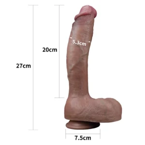 Lovetoy 10.5" Dual-Layered Platinum Silicone Dildo