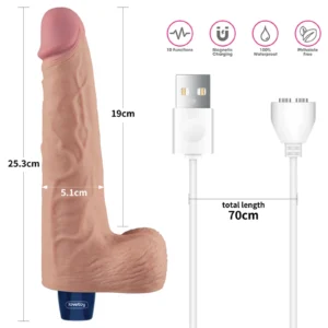 Lovetoy 10" Real Soffee Rechargeable TPE Vibrating Dildo Flesh
