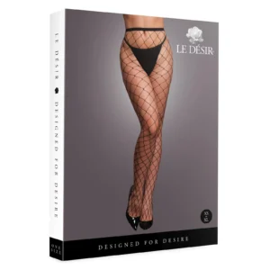 Le Désir Mesh Tights with Lace Accents — Sheer Nylon Bodysuit Pantyhose