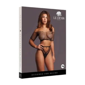 Le Désir Melia Open Knit Two-Piece Set, Black, One Size