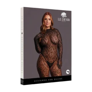 Le Désir Roxy Leopard Open-Knit Cat Suit – Queen Size Black