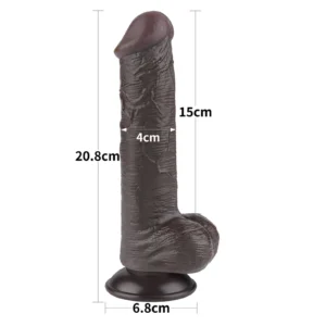 Lovetoy 8'' Sliding Skin Dual Layer Dong Black
