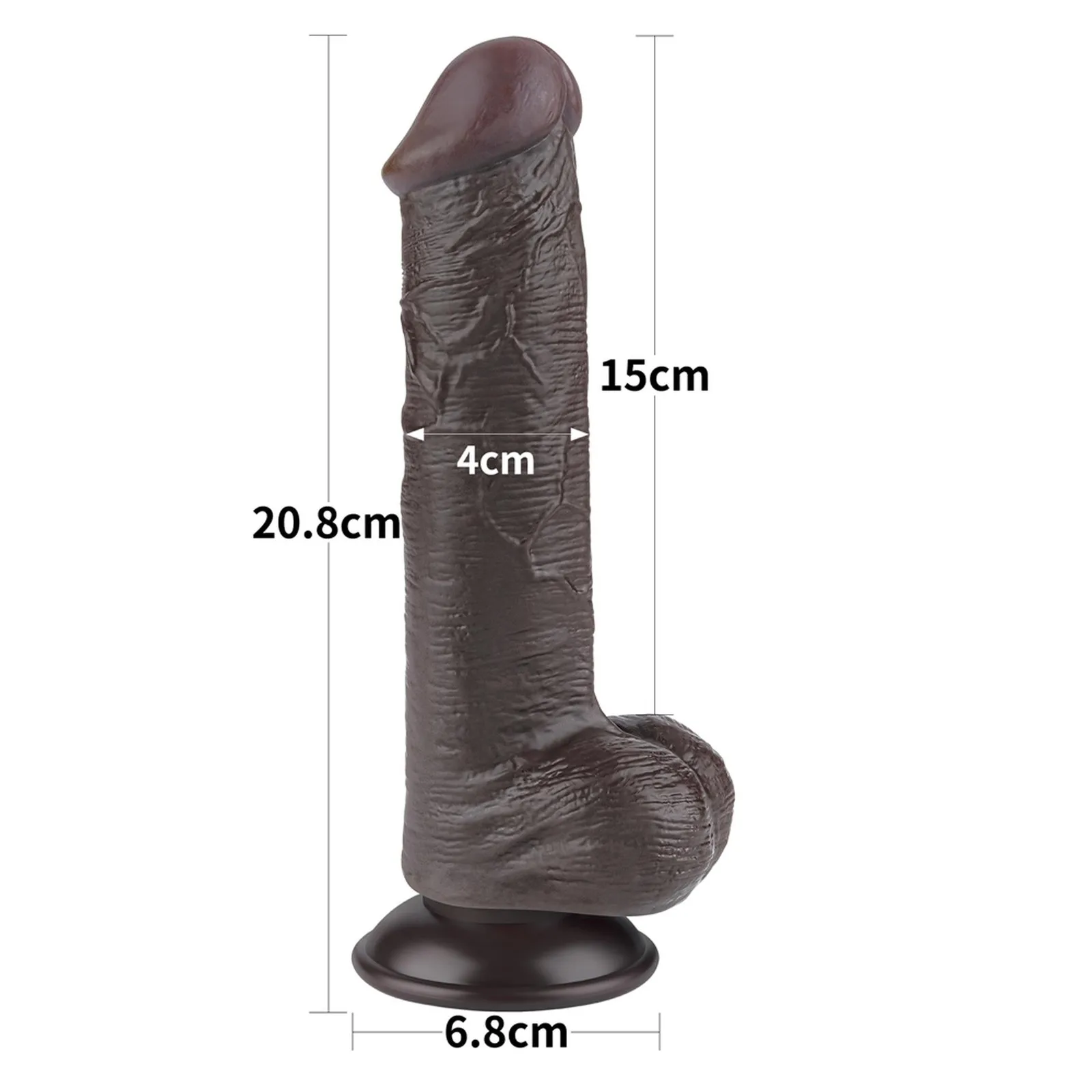 Lovetoy 8'' Sliding Skin Dual Layer Dong Black