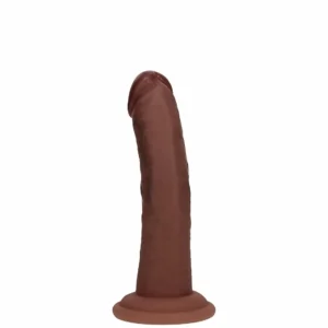 RealRock Dual Density Curved Realistic Dildo with Suction Cup - 6" / 15.5 cm - Brown