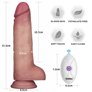 Lovetoy 8.5" Vibrating Sliding Skin Pro II Dual-Layer Silicone Dildo