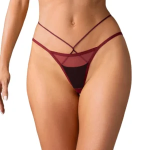 Obsessive Parisel Mini Briefs in Black and Burgundy, Size S/M