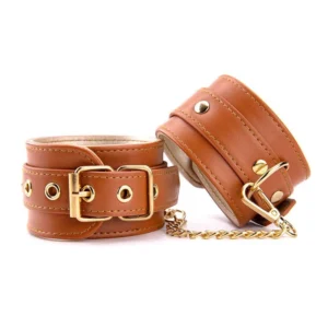 Dream Toys Blaze Elite — BDSM Handcuffs in Eco-Leather, Cognac Color