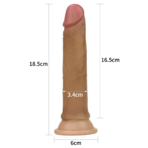 Lovetoy 7-inch Dual-Layered Platinum Silicone Realistic Dildo with Suction Cup