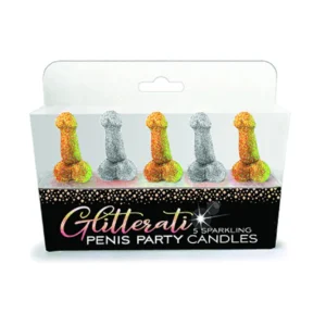 GLITTERATI Penis Candles Set of 5 – Gold & Silver Cake Toppers by Little Genie Productions