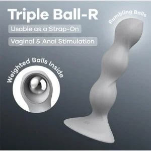 Satisfyer Triple Ball-R Grey Dildo with Suction Base