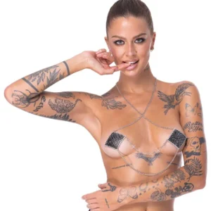 Cottelli ACCESSOIRES Nipple Jewellery — Silver Chain with Nipple Covers
