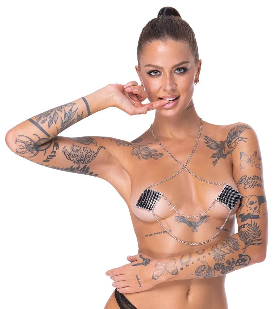 Cottelli ACCESSOIRES Nipple Jewellery — Silver Chain with Nipple Covers